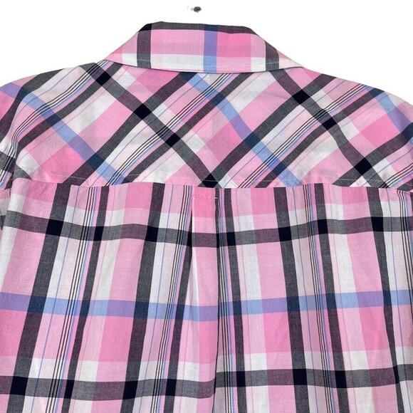 Talbots Plus Womens 100% Cotton Pink Plaid Long Sleeve Button Up Shirt X / 0X - Picture 13 of 16
